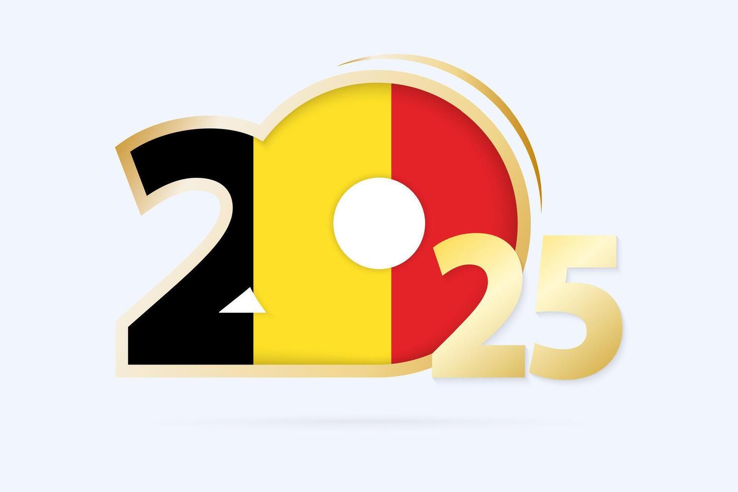 Year 2025 with Belgium Flag pattern. vector
