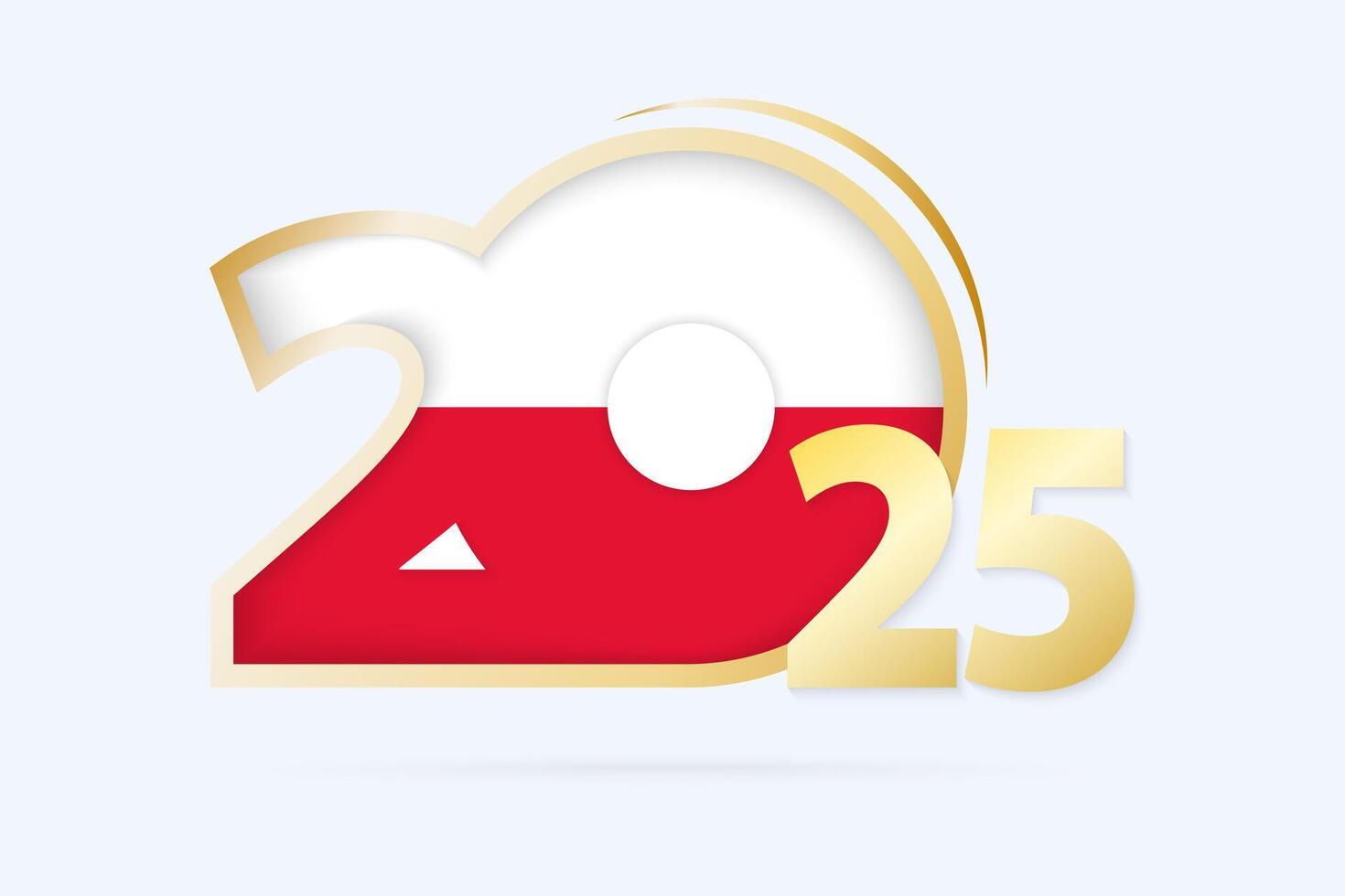 Year 2025 with Poland Flag pattern. vector
