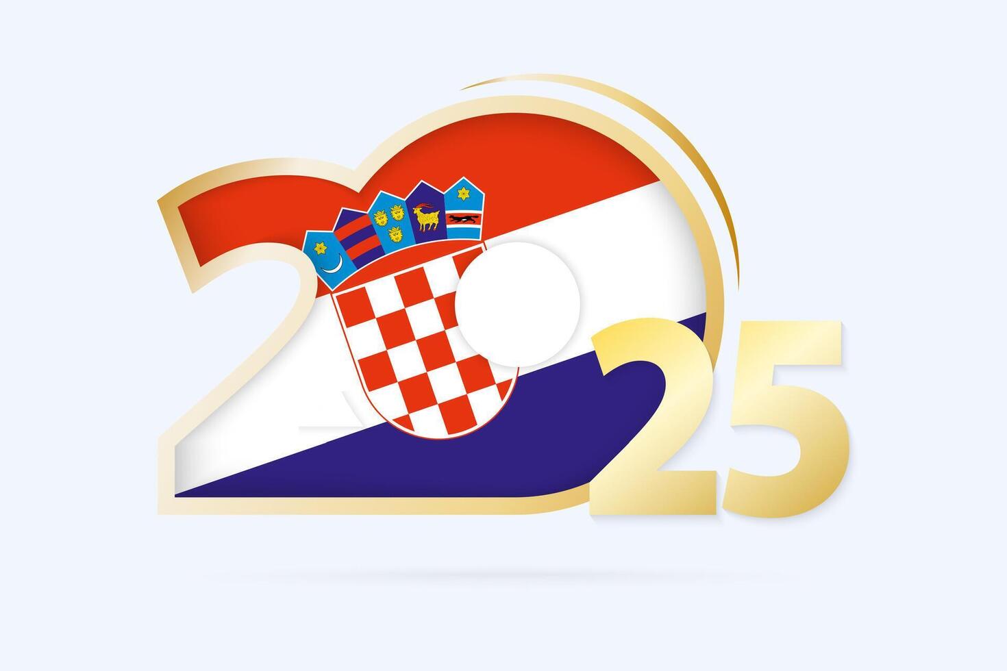 Year 2025 with Croatia Flag pattern. vector