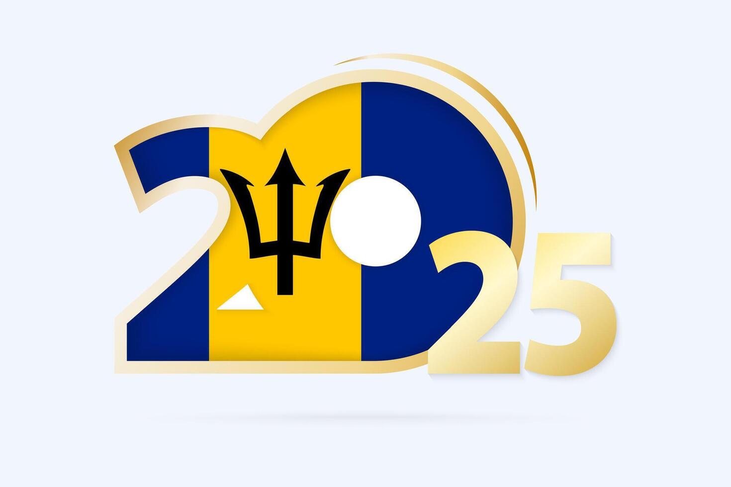 Year 2025 with Barbados Flag pattern. vector