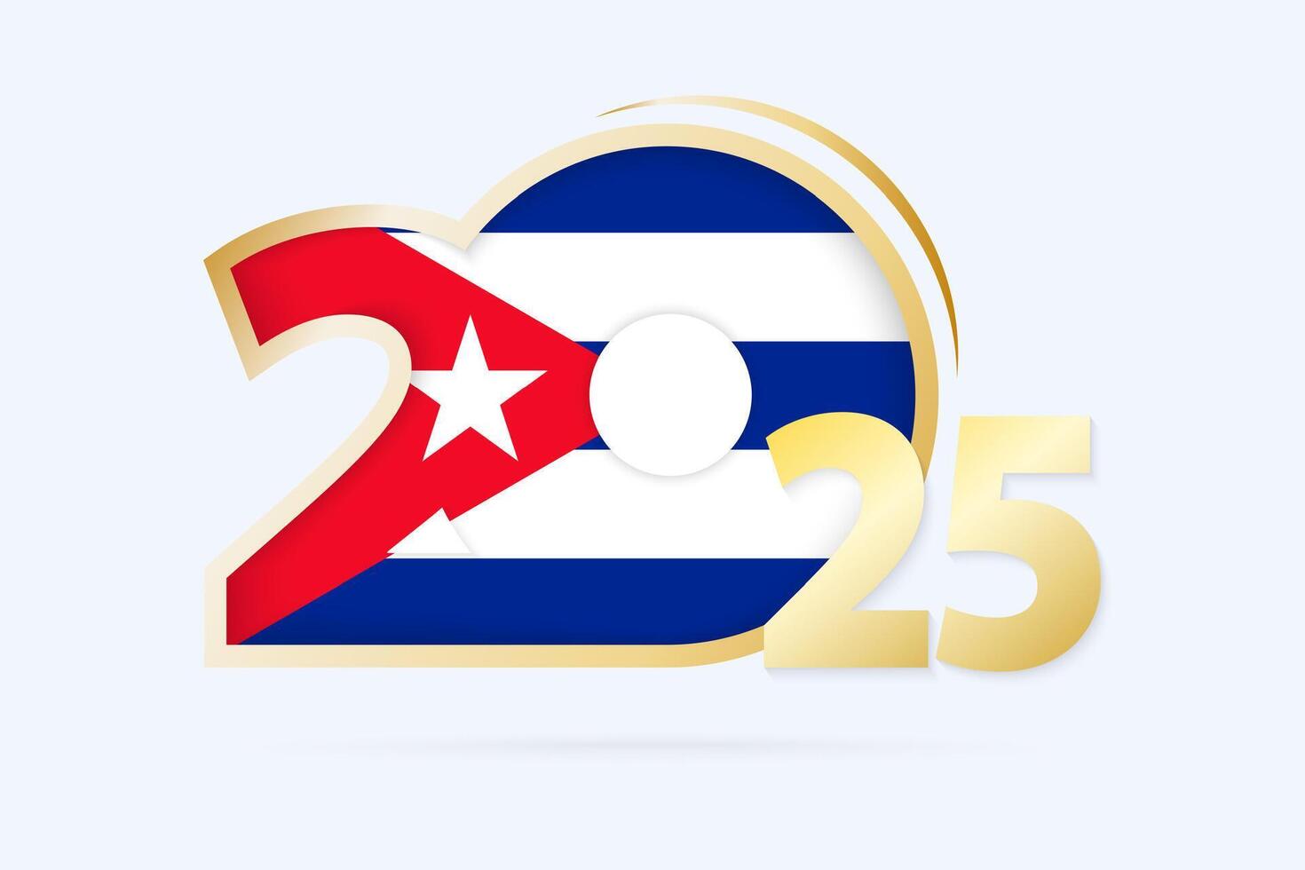 Year 2025 with Cuba Flag pattern. vector