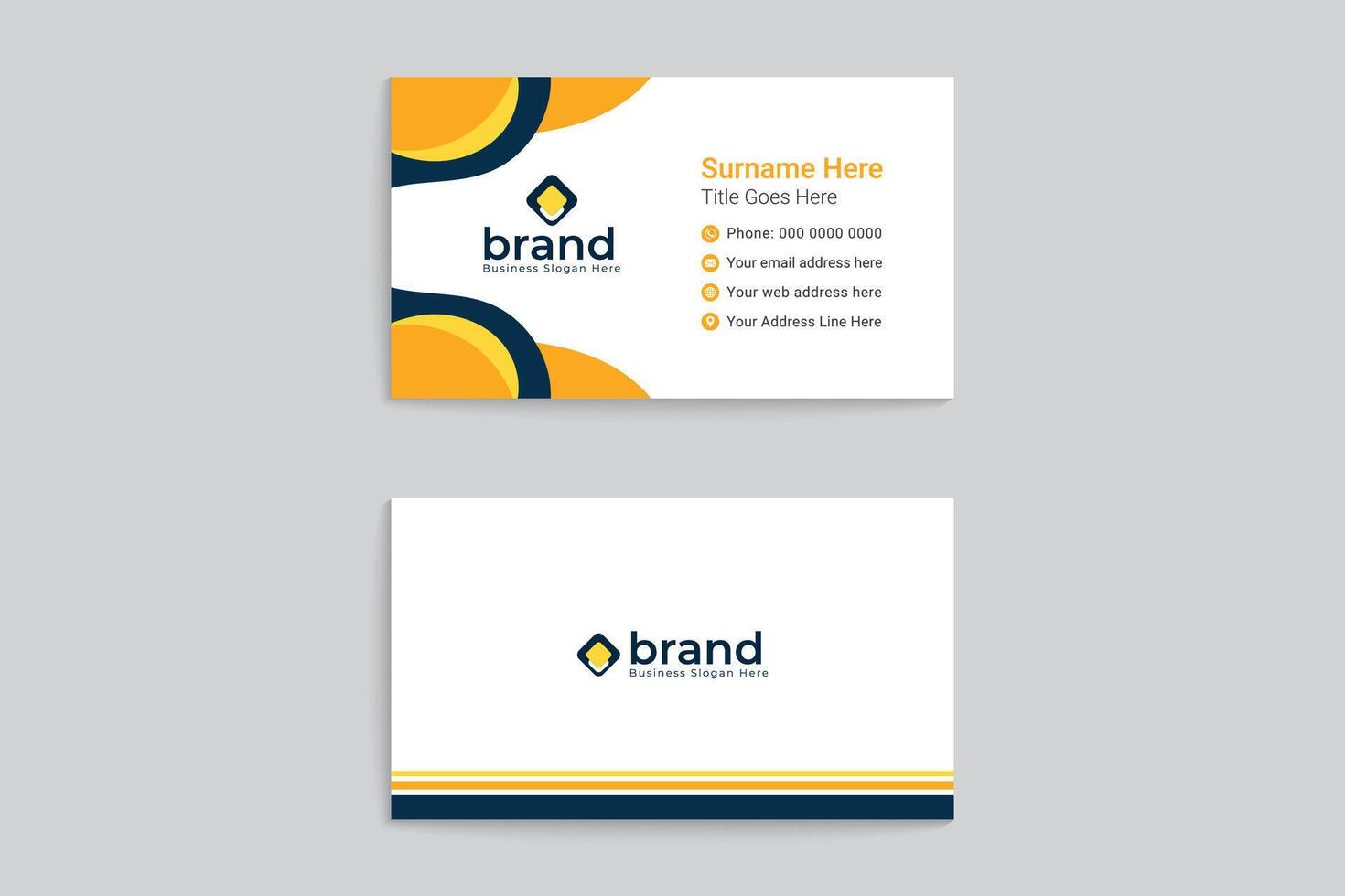 Yellow color business card template vector