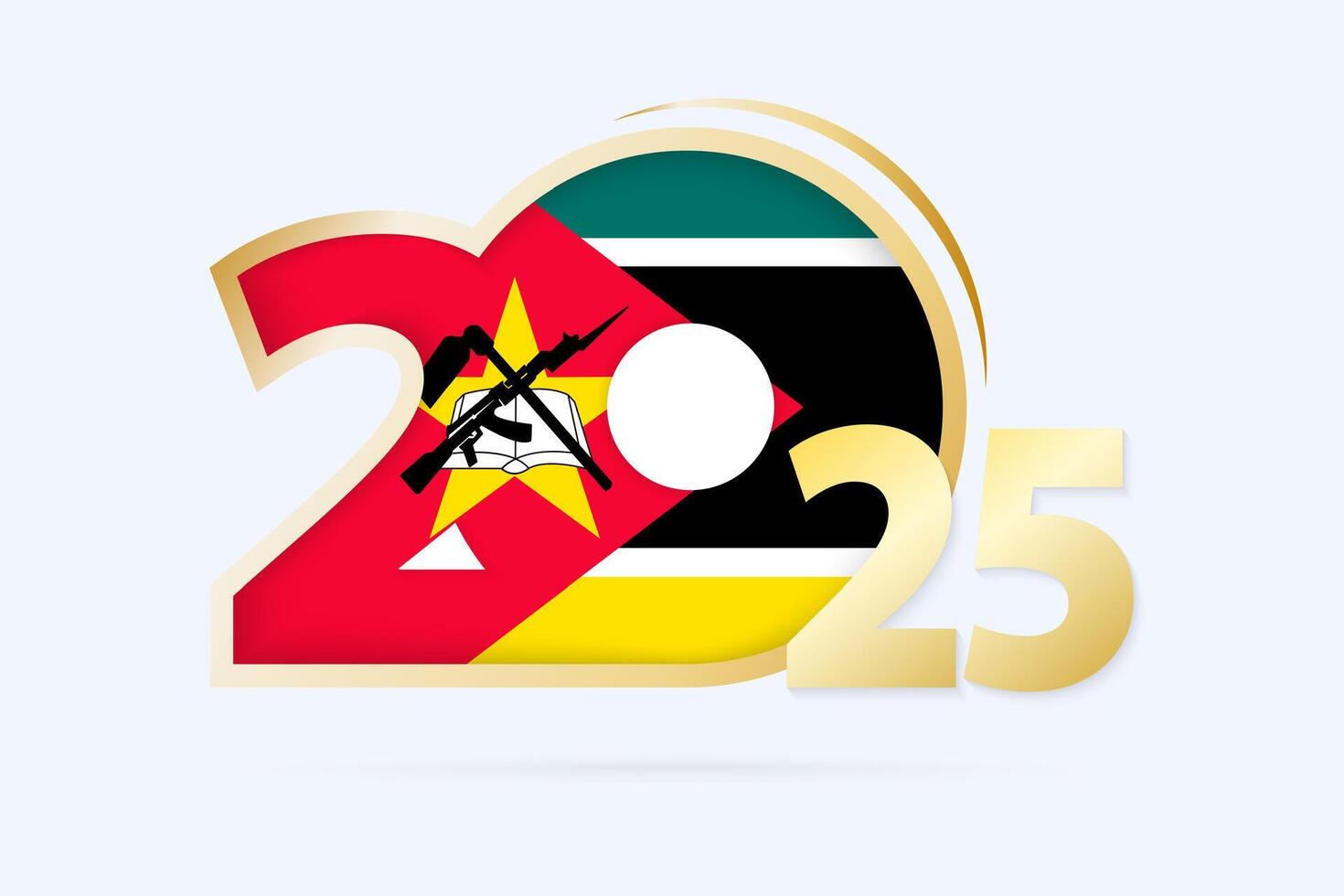 Year 2025 with Mozambique Flag pattern. vector