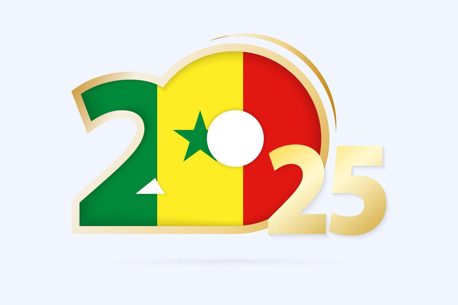 Year 2025 with Senegal Flag pattern. vector