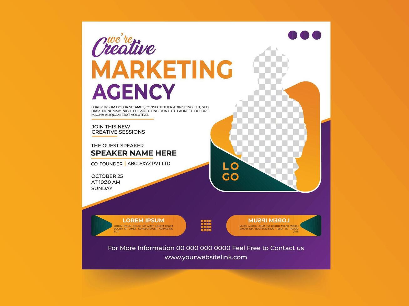 Digital marketing agency social media post template design vector