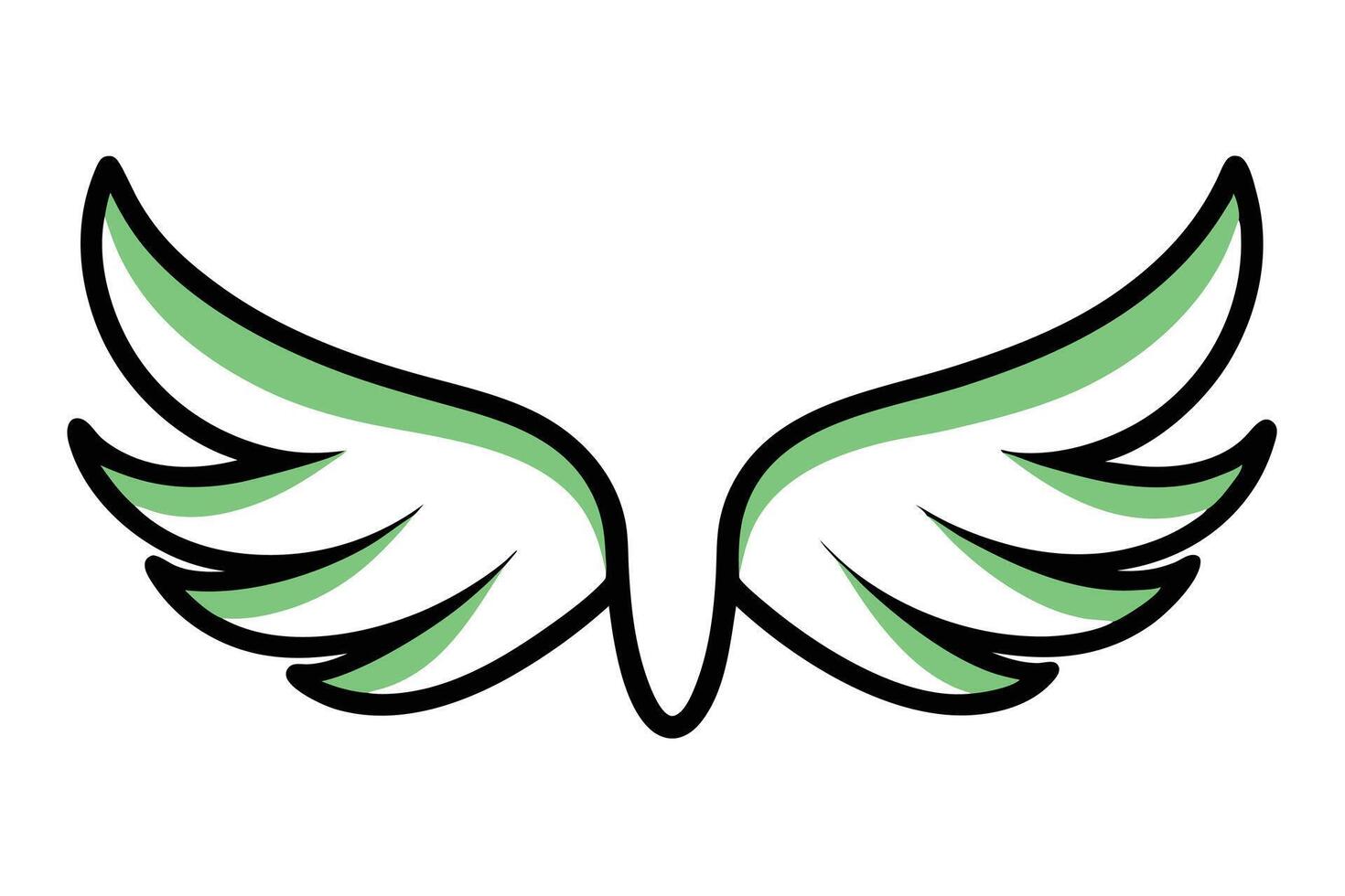 Christmas angel wings line art, clipart illustration with isolated on white background vector