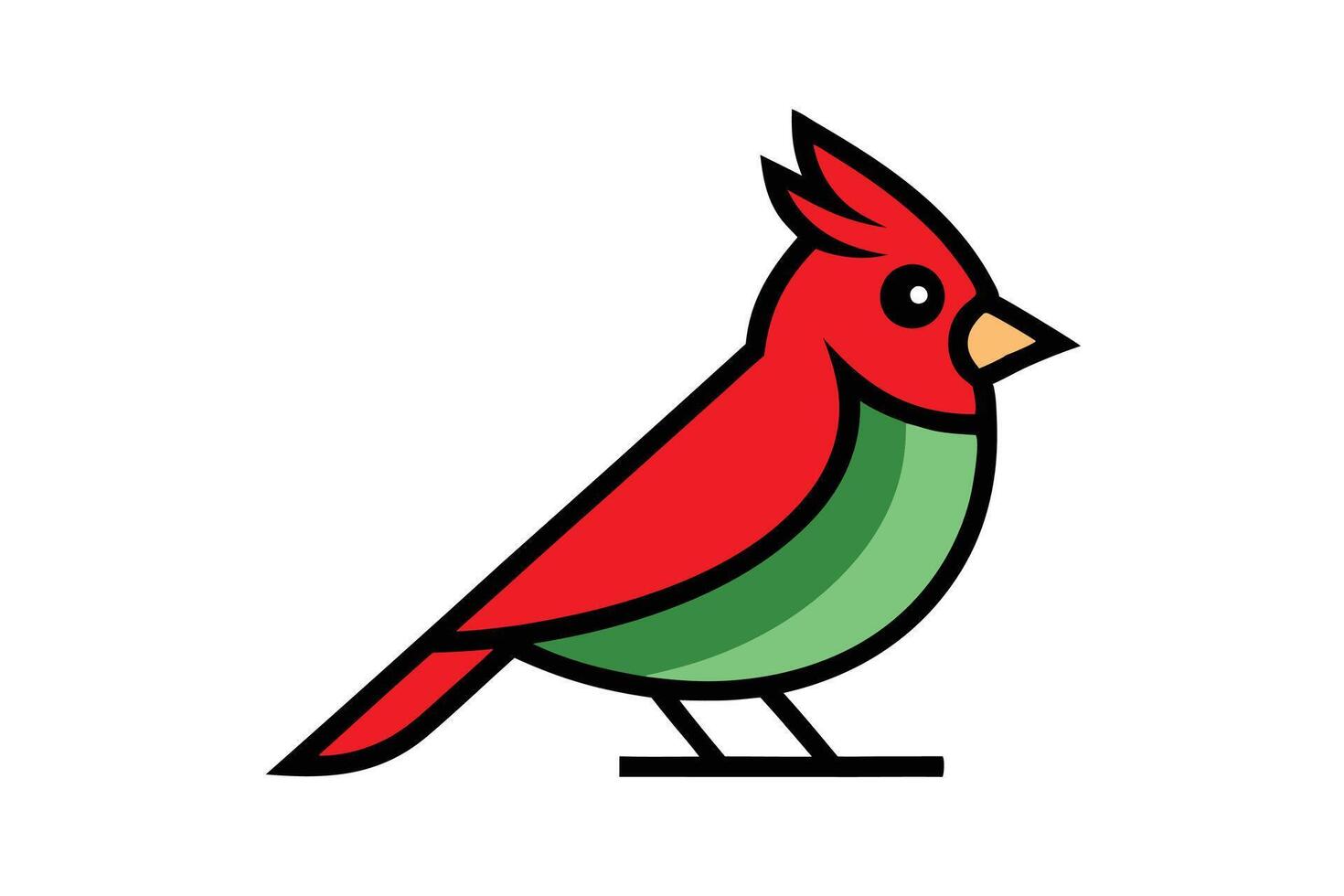 Christmas cardinal bird line art, clipart illustration with isolated on white background vector