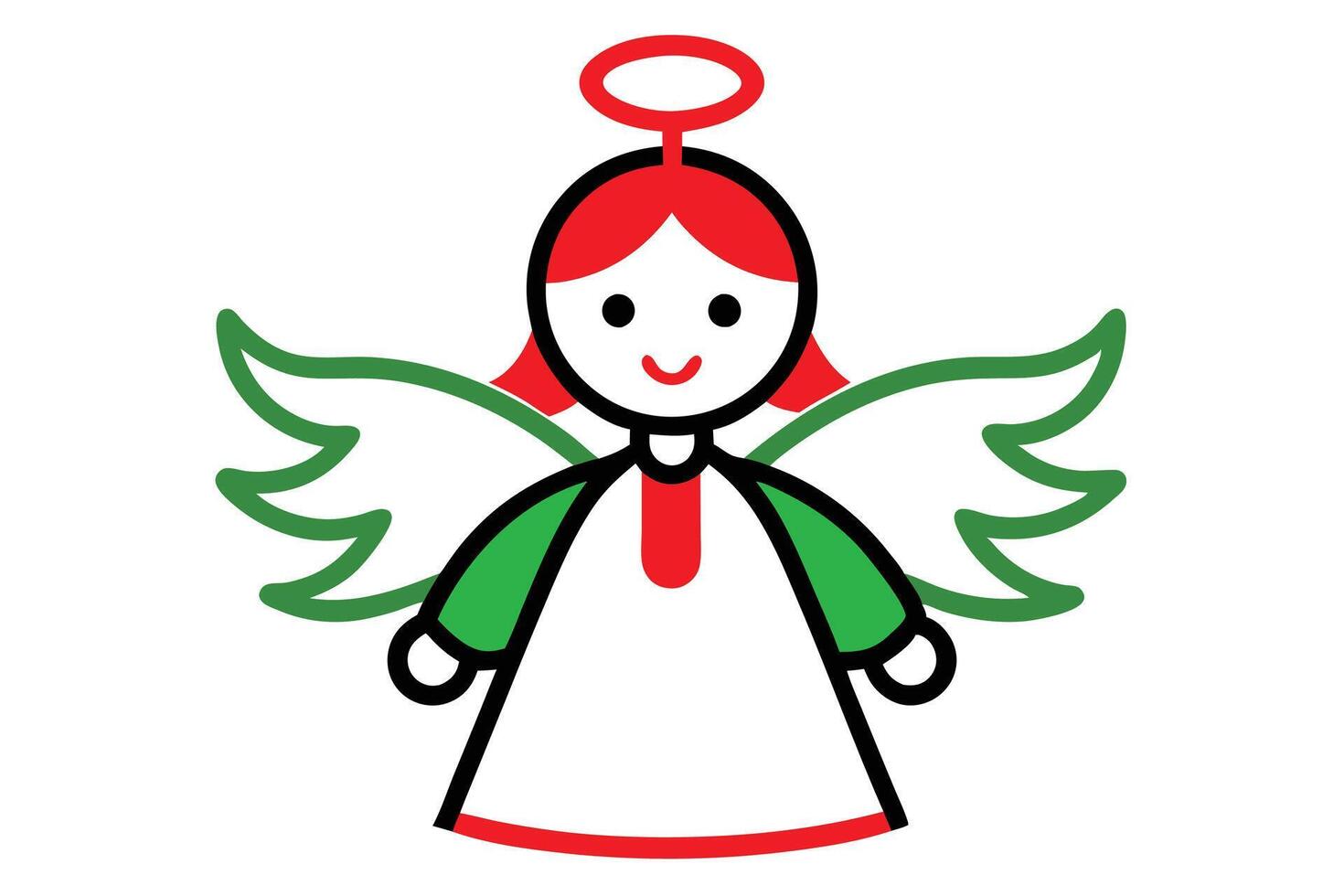 Christmas angel ornament line art, clipart illustration with isolated on white background vector