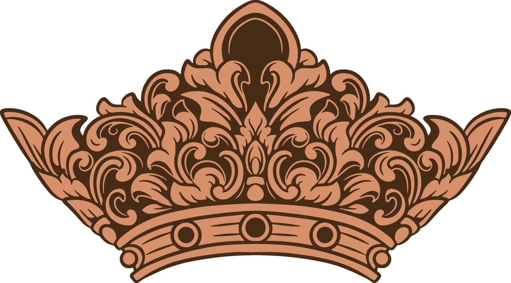 Hand drawn crown ornament isolated on white background vector