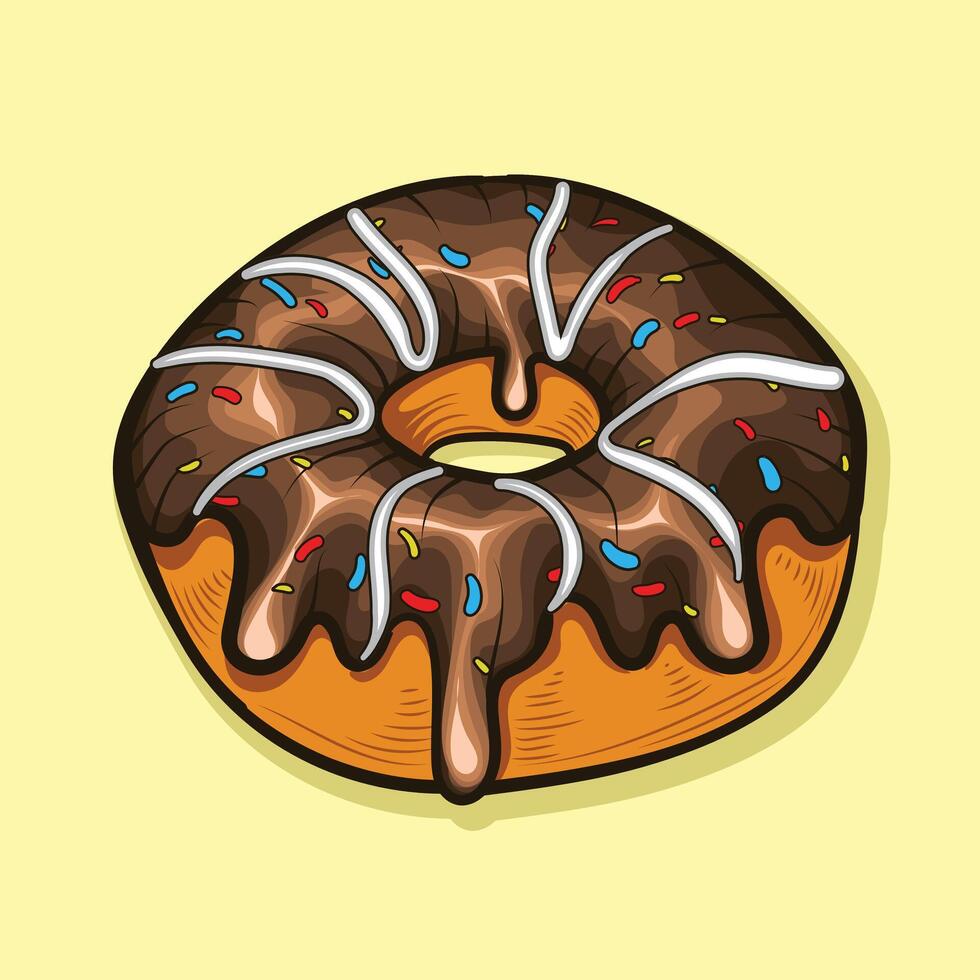 Dark black chocolate Donut design vector