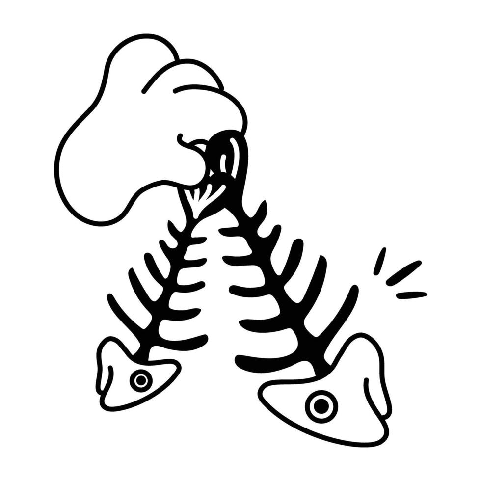 Fishbones icon in doodle style vector