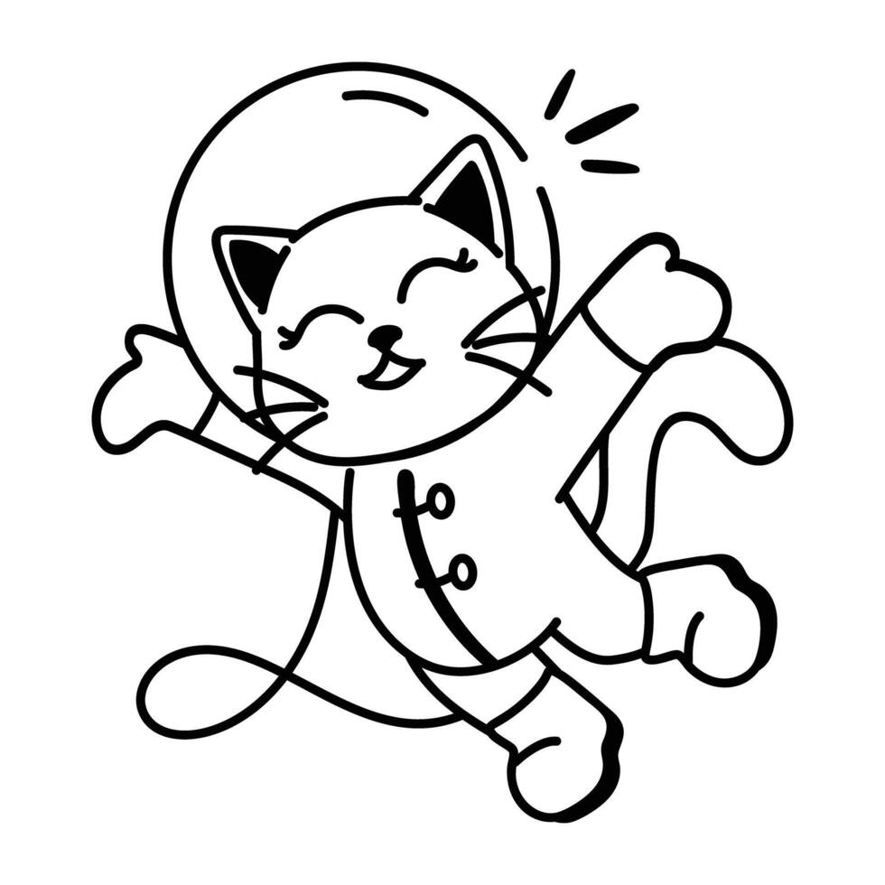 A drawing style icon of cat astronaut vector