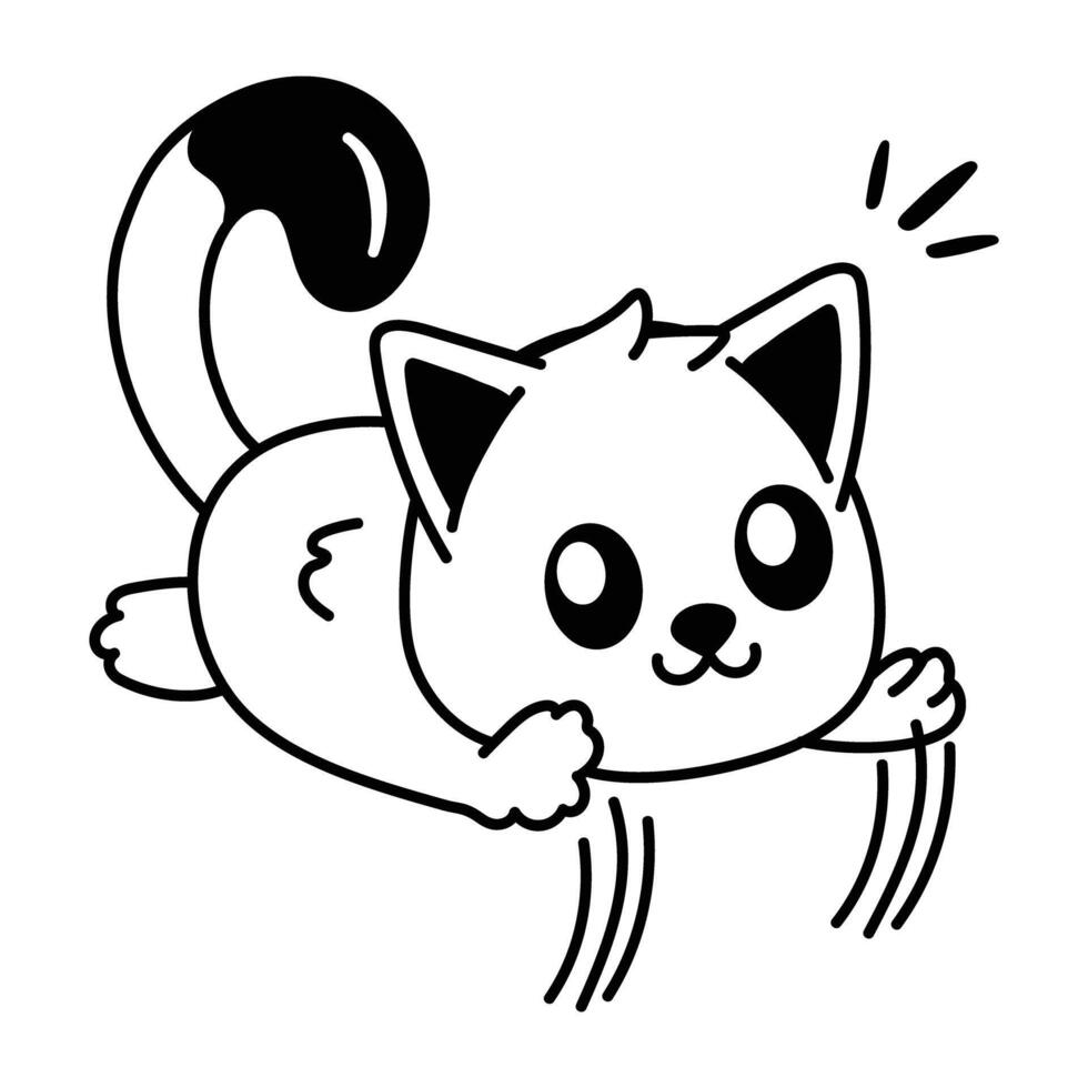 Scratching cat icon in doodle style vector