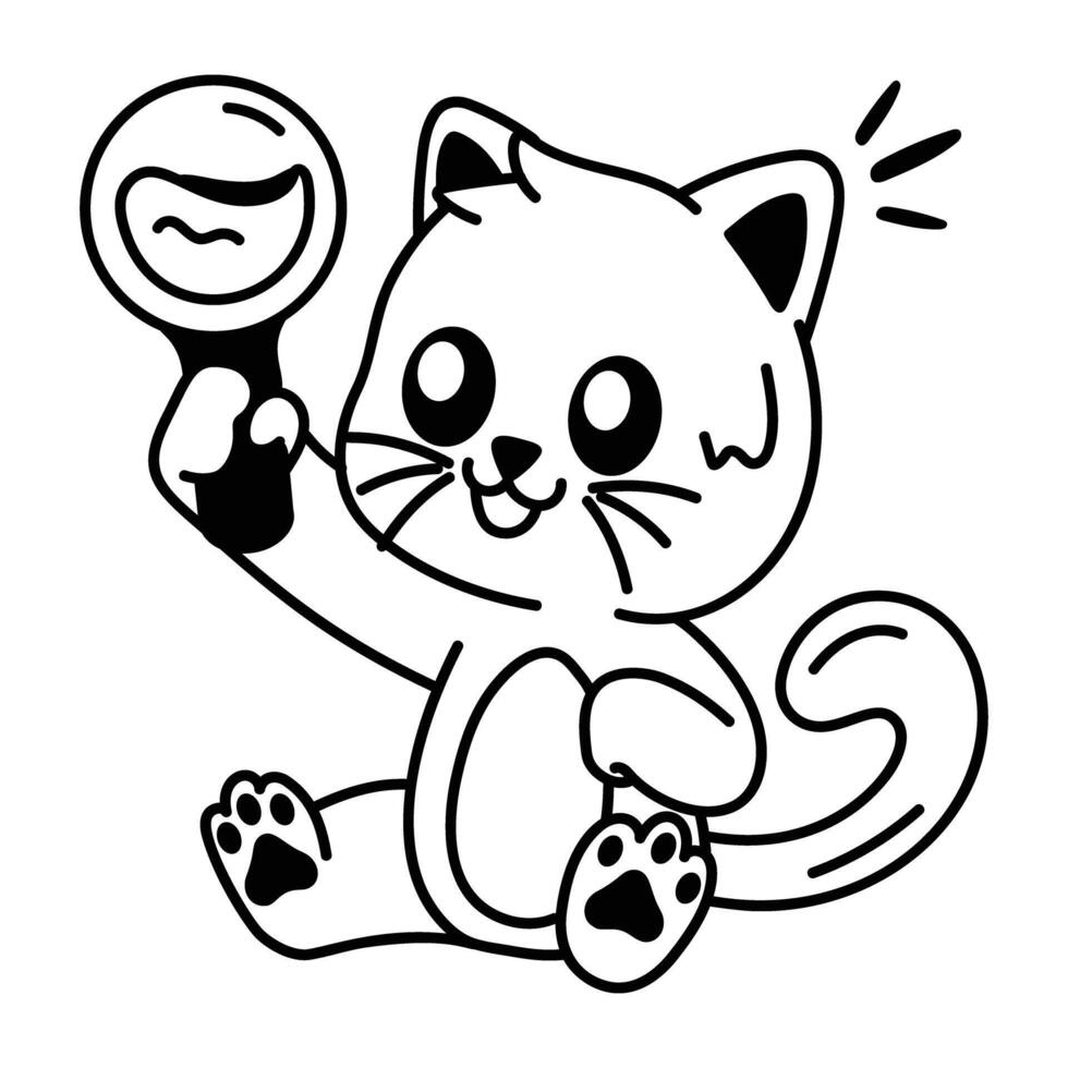 Cat rattle icon in drawing style vector