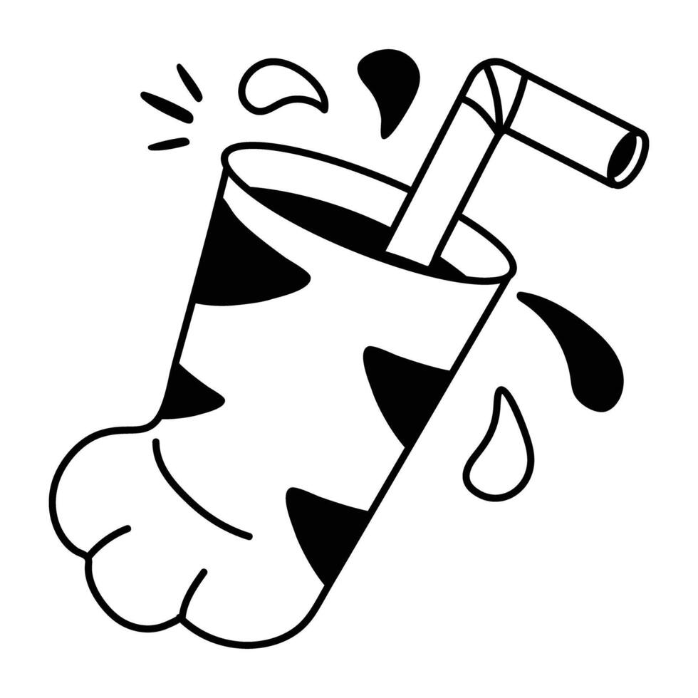 Cat drink icon in sketchy style vector
