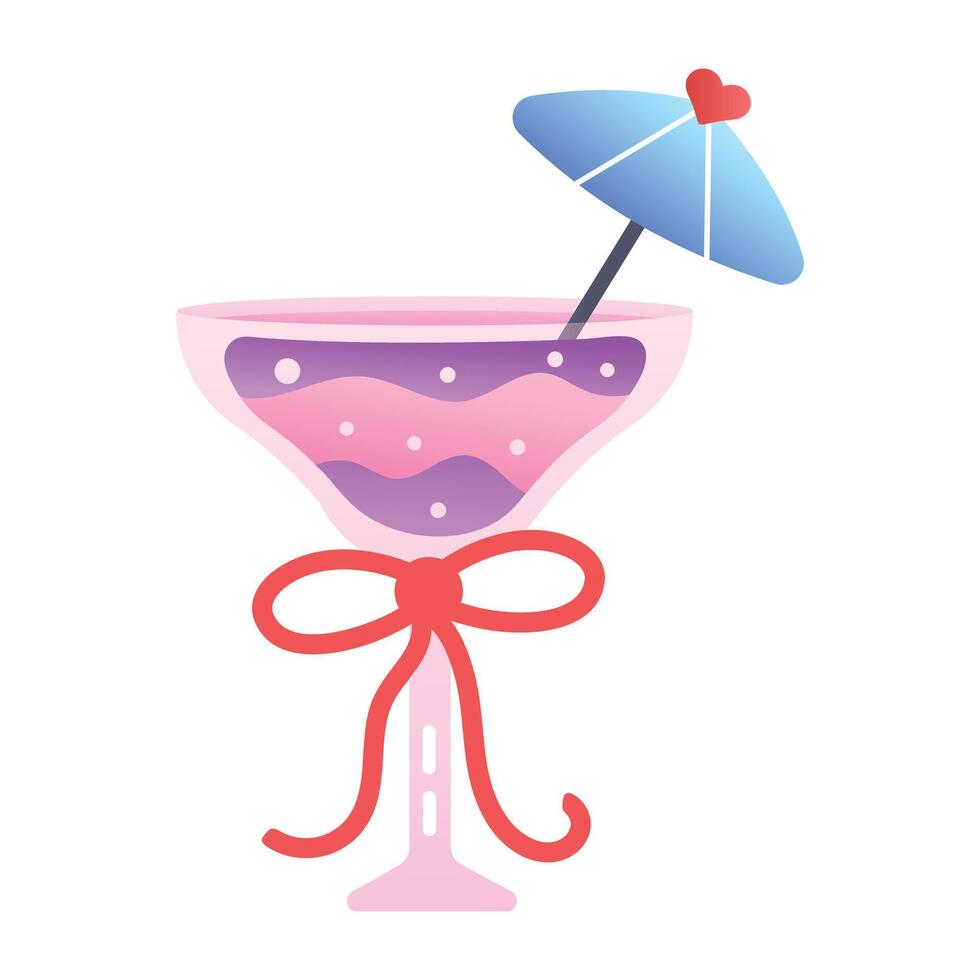 An icon of cocktail glass in flat style vector