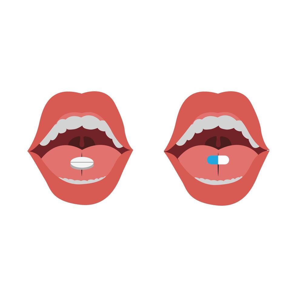 mouth with pills vector