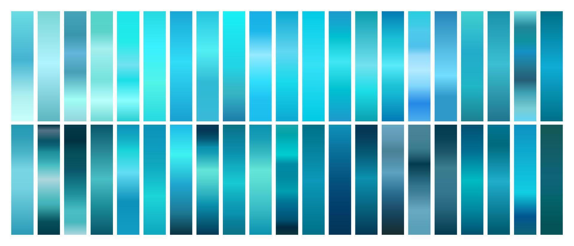 Turquoise Gradient Set for Light to Bright Colors vector