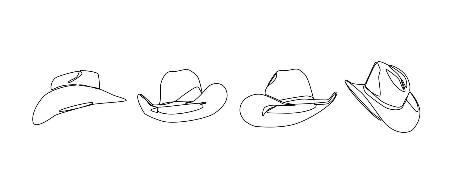 Set collection of cowboy hat. Editable line. Graphic illustration. vector