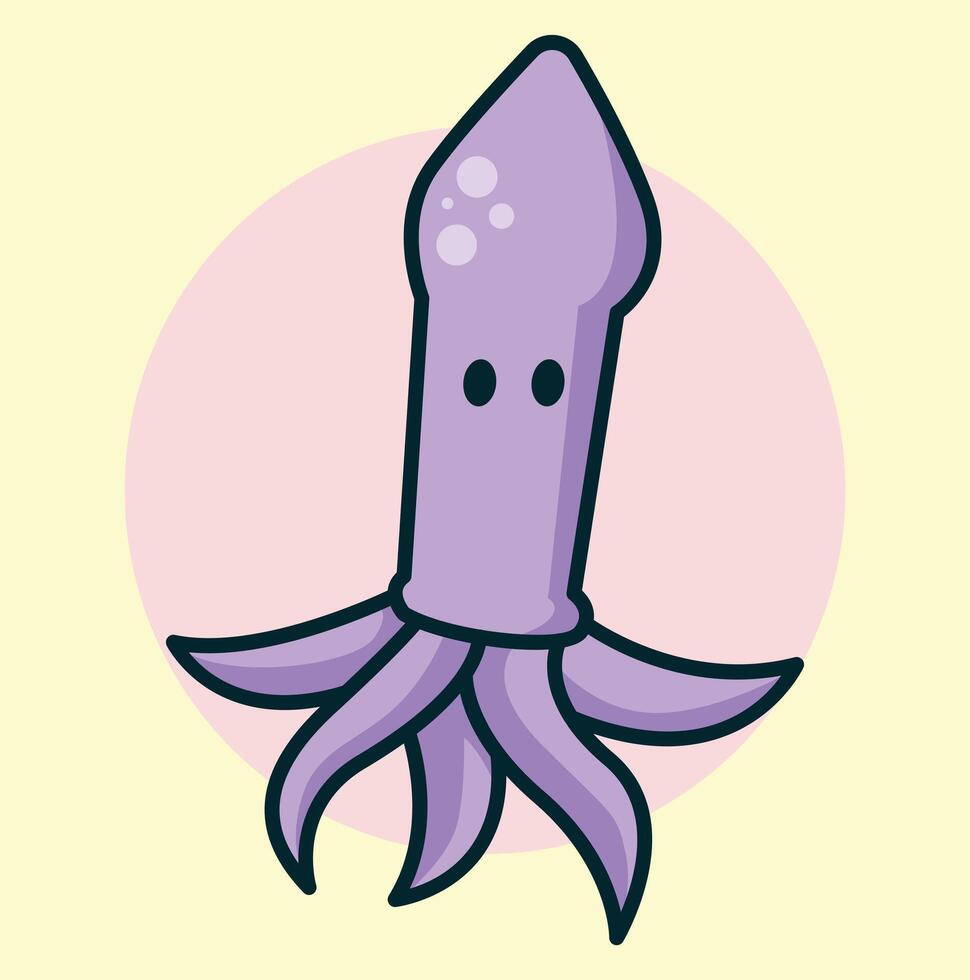 Squid fish under sea animal vector