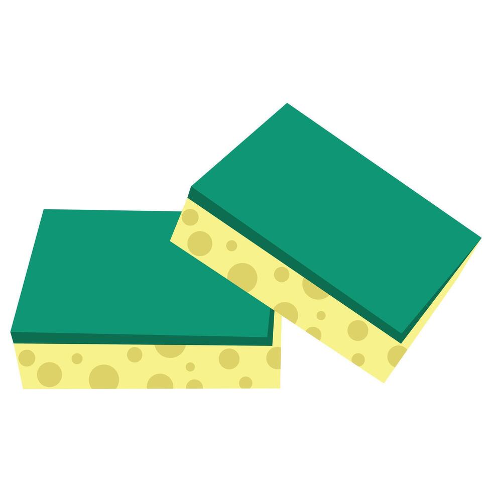 Scrub yellow sponge design, dish washing tool in illustration on grey background vector