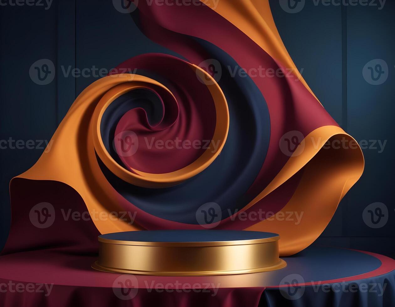 fabric on display pedestal Podium for luxury product showcase. Product podium background photo