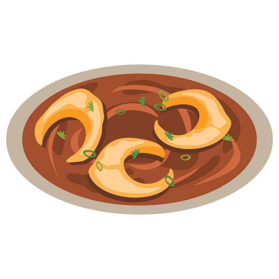 indian food Fish Curry or Fish Masala vector