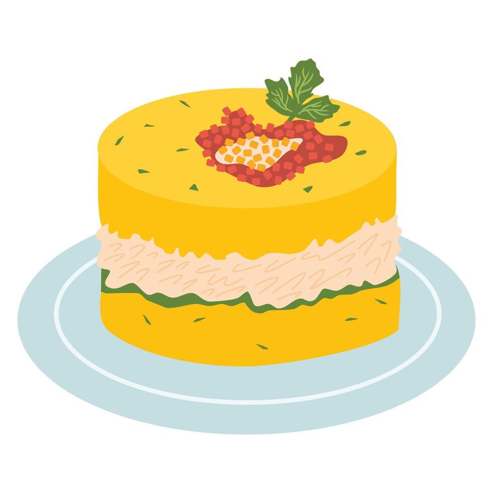Causa rellena, a typical dish from Peru vector