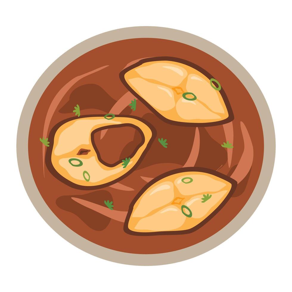 Coconut Fish Curry authentic Indian vector
