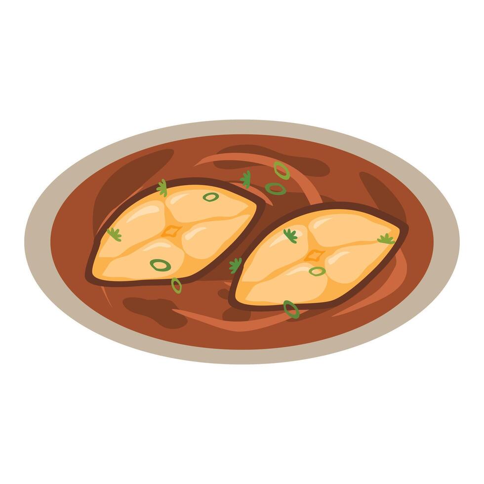 Fish Curry Indian Fish Masala vector