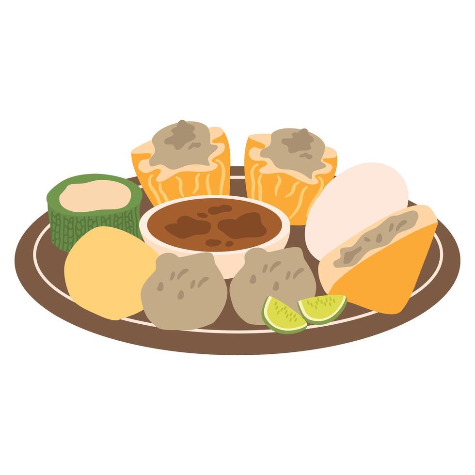 Baso tahu siomay is indonesian dumpling with tofu vector