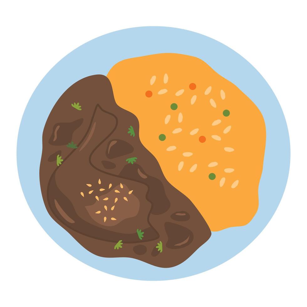 Pollo Mole Poblano Chicken With Mole Sauce Mexican Food vector