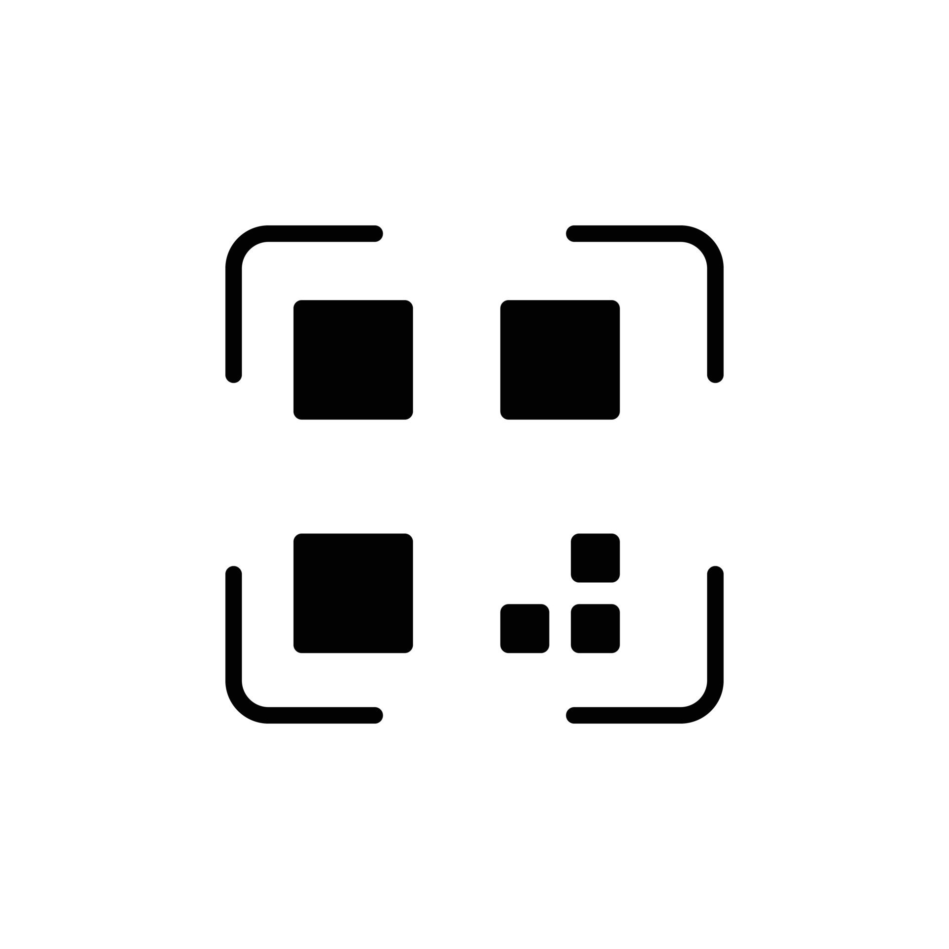 Qr code icon set. scan qrcode pictogram in black filled and outlined ...