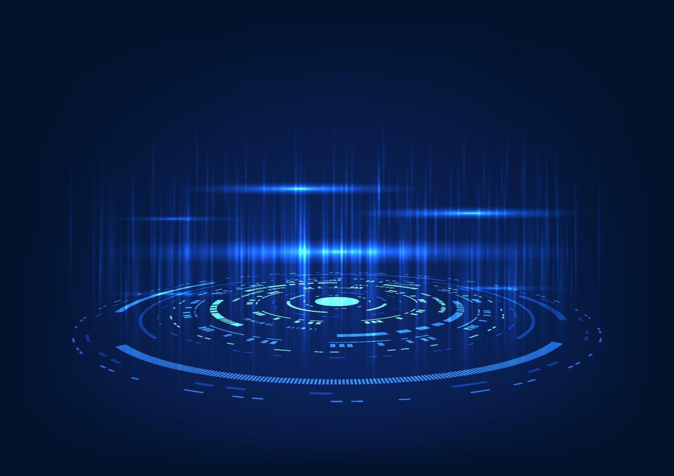 Technology Background, Technology Circle Light Beam Overlapping With Technology Circuit, Represents Processing Of Data In System And Sending To Operating System, Illustration, , Poster vector