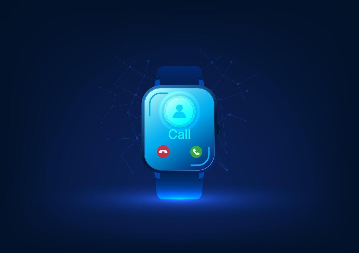 Smart watch technology, a wristwatch that shows the call screen, a watch with the function of communication by connecting to Bluetooth with a smartphone, illustration, , wallpaper vector