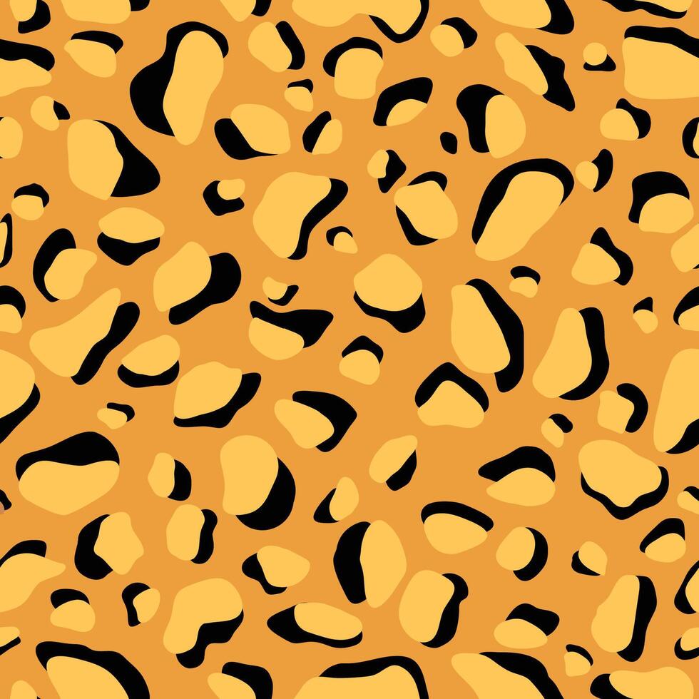 Leopard pattern. Trendy seamless texture. Animal print. Black spots on orange background. Cheetah skin imitation for painted on clothes or fabric. vector