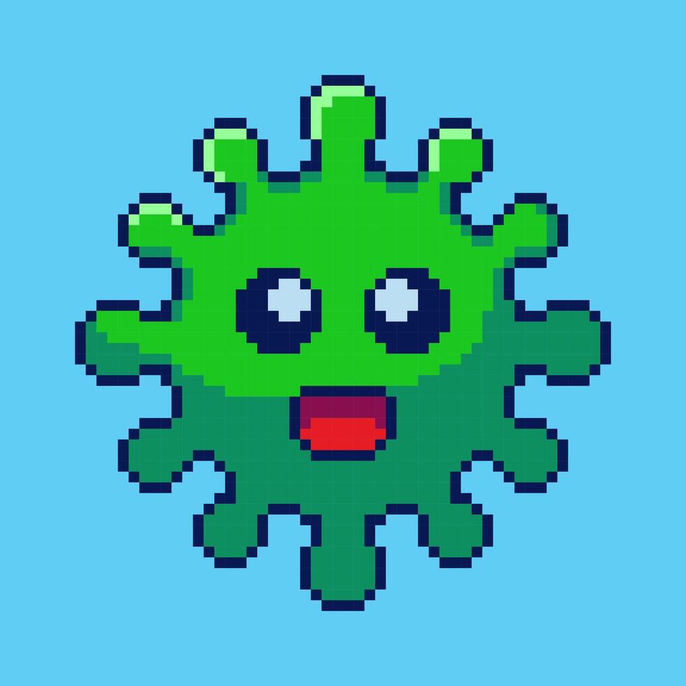 Pixel art virus game asset design vector