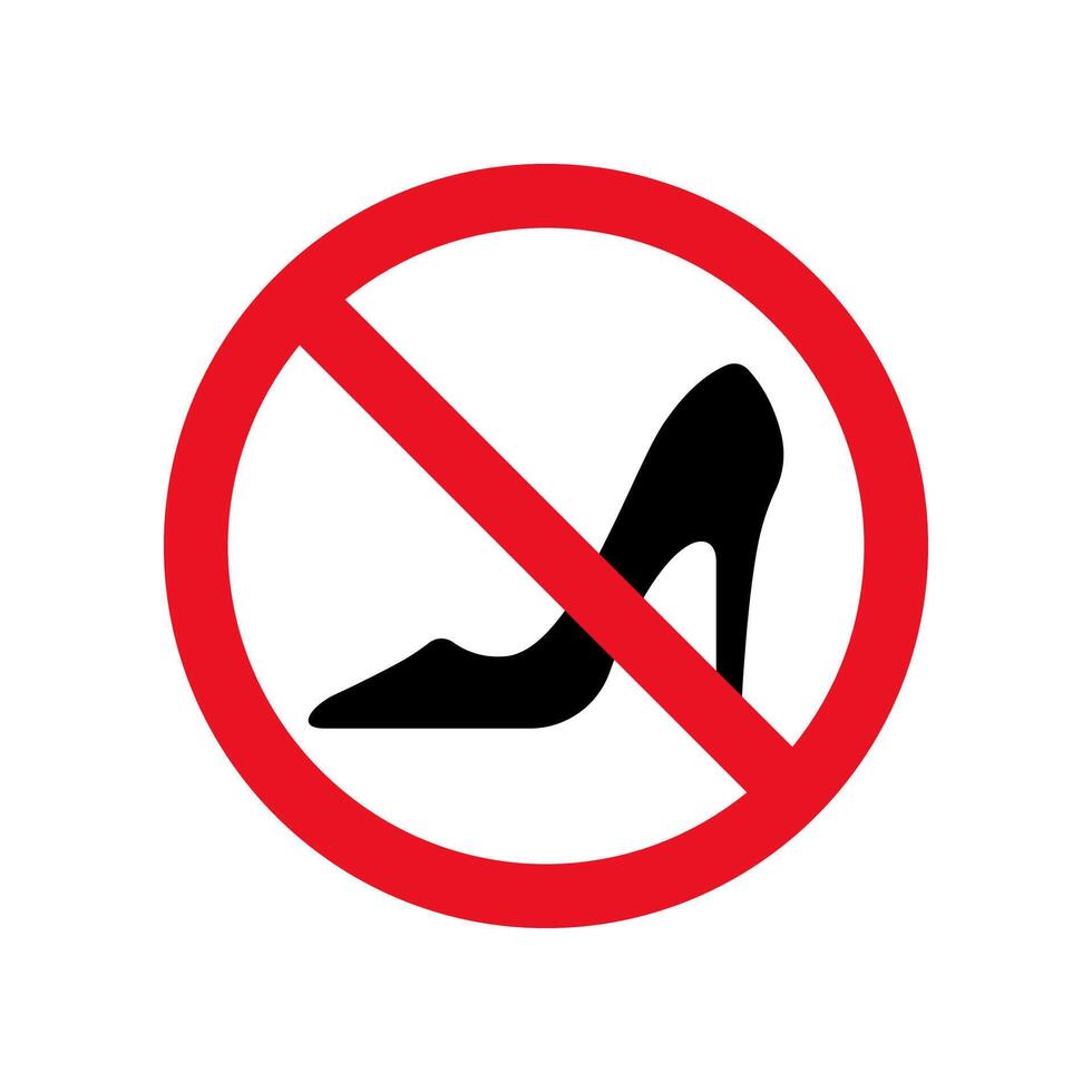 High heels red prohibition sign. vector
