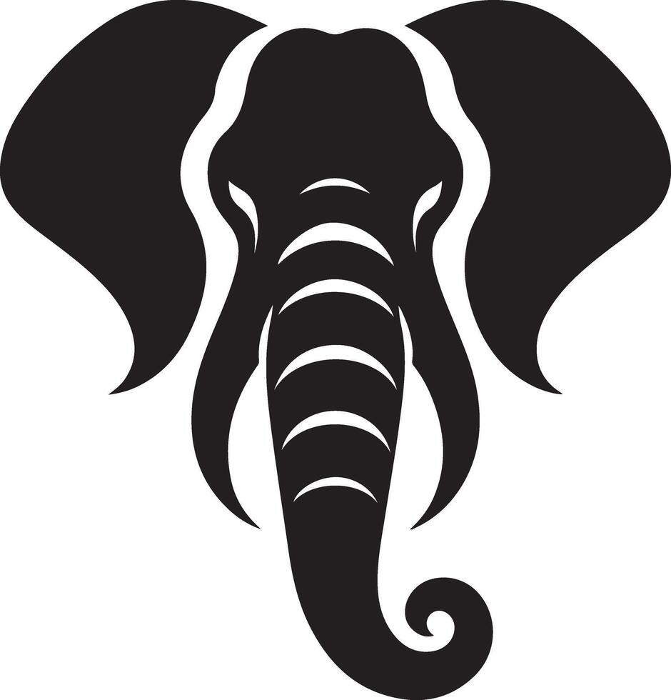 Elephant head front view this silhouette vector
