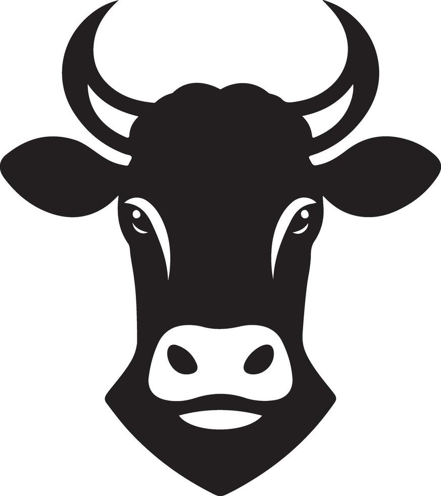Silhouette of cow head with horns vector