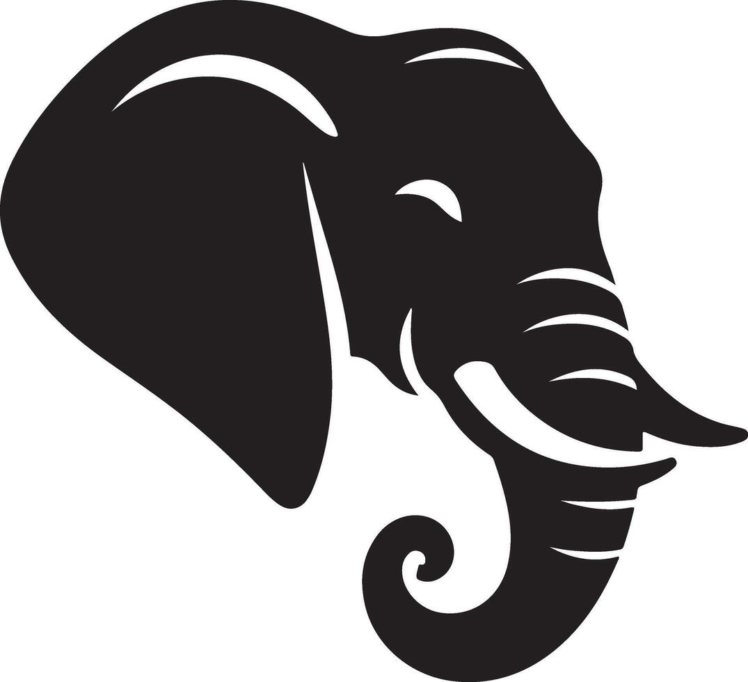 Elephant head side view silhouette linear vector