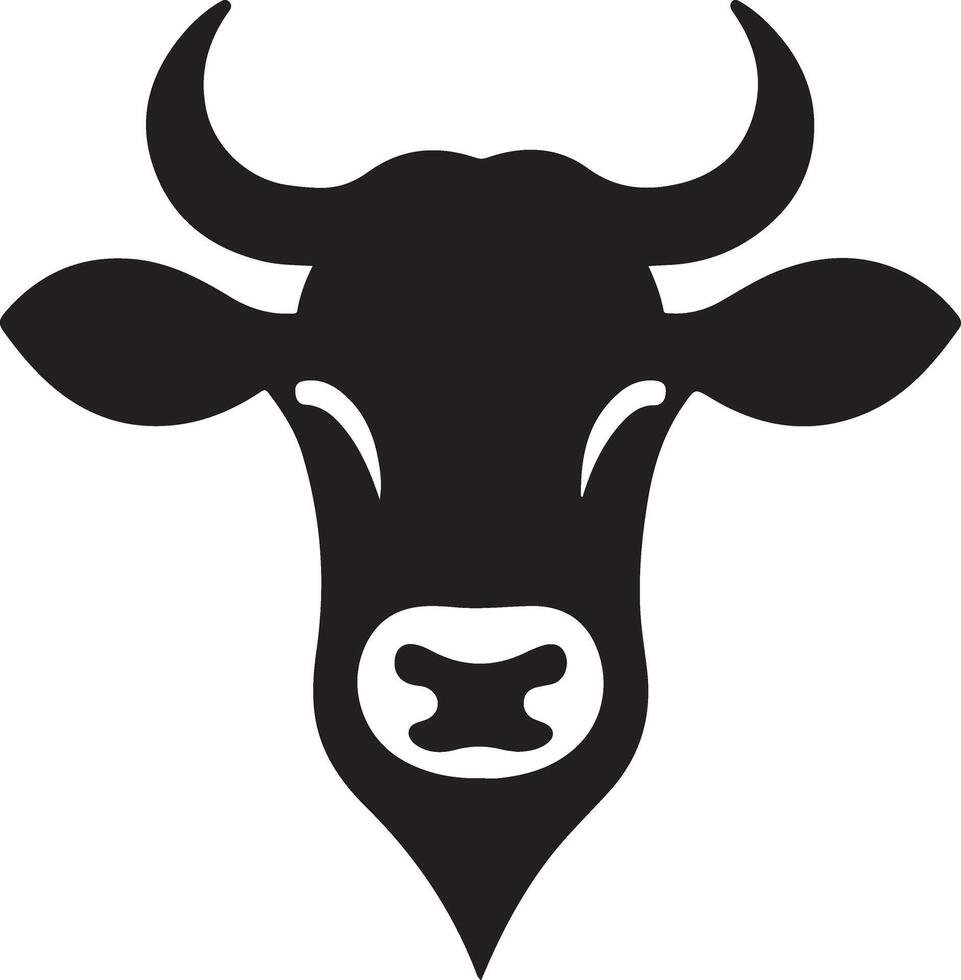 black and white cow head logo minimalist vector