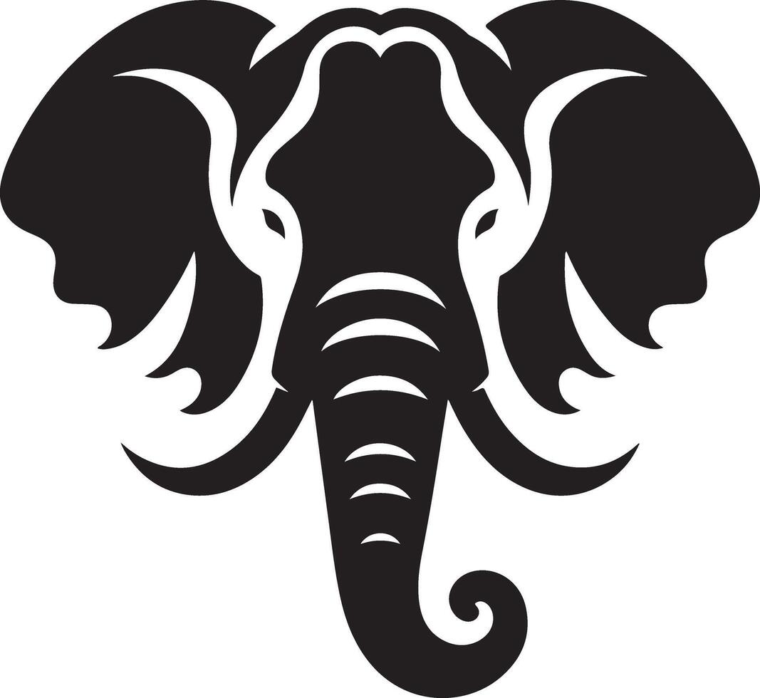 Black Silhouette of Elephant Head vector
