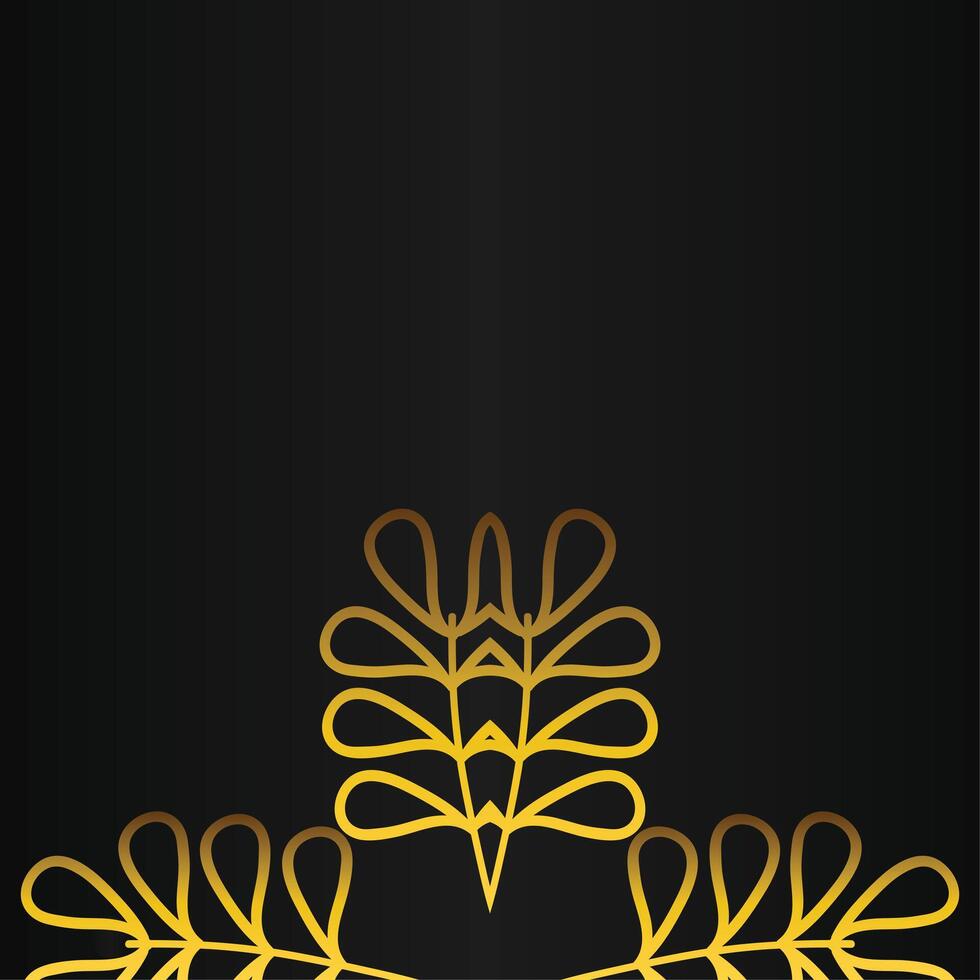 Luxury black and gold background with golden leaves and space for your text. vector