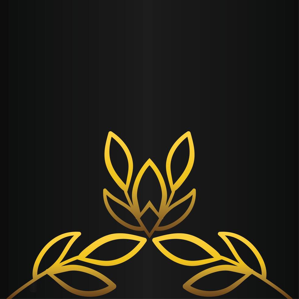 Luxury black and gold background with golden leaves and space for your text. vector