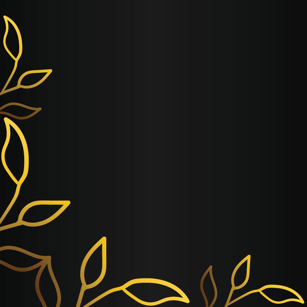 Luxury golden leaf design on black background vector