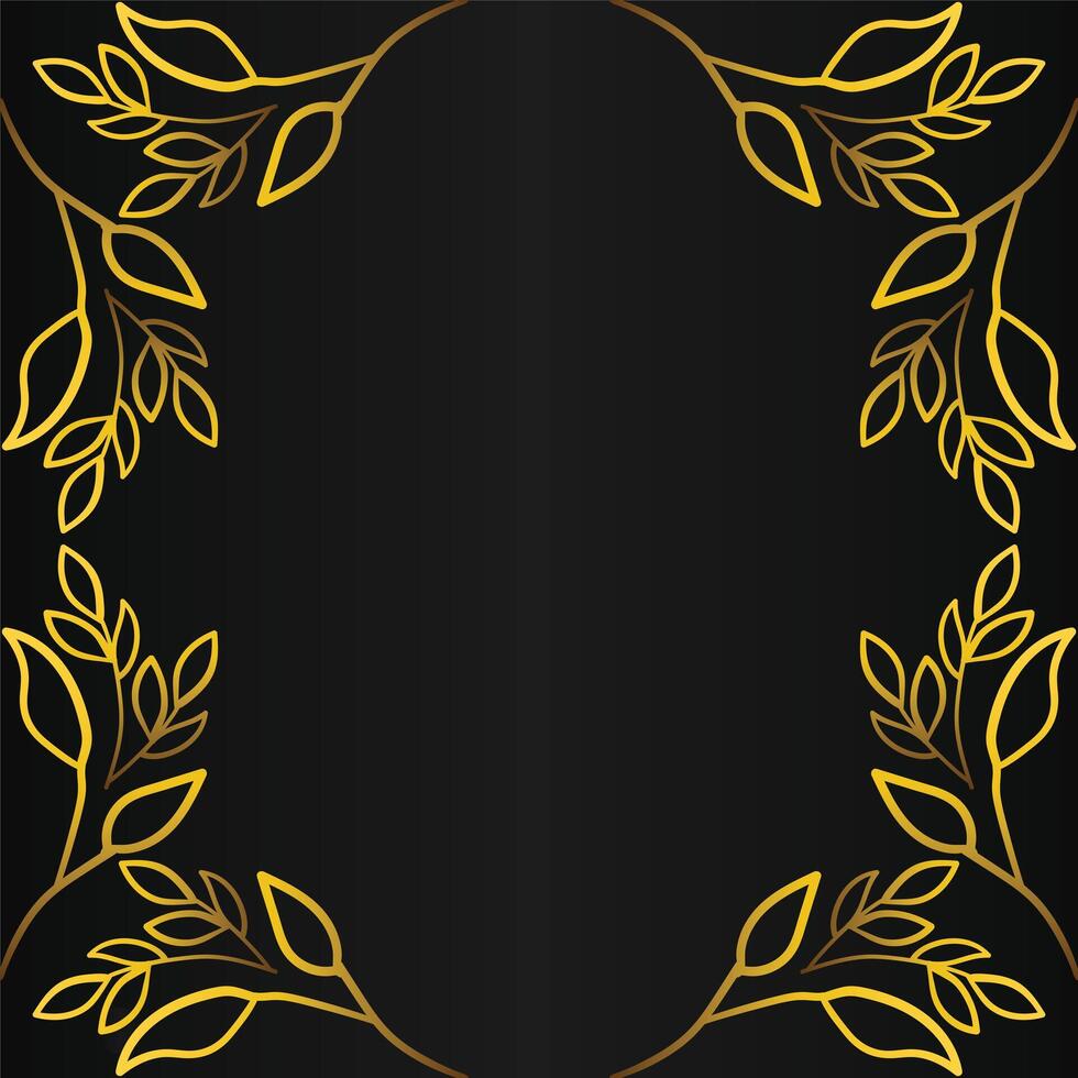 luxury golden wreaths design on black background vector