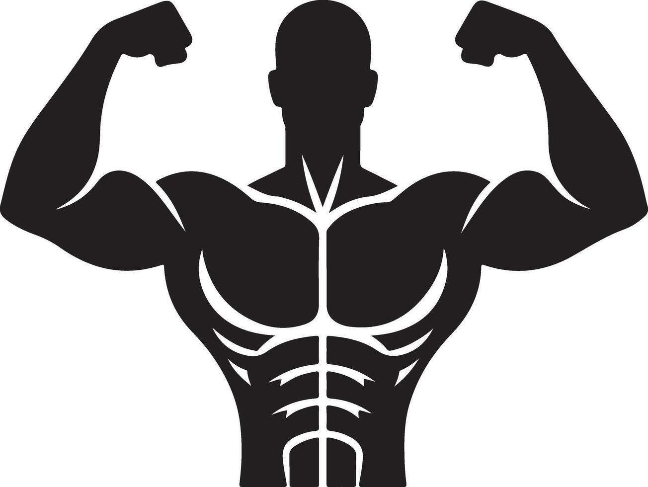 Muscle marvel black depiction of flexing form sculpted excellence vector