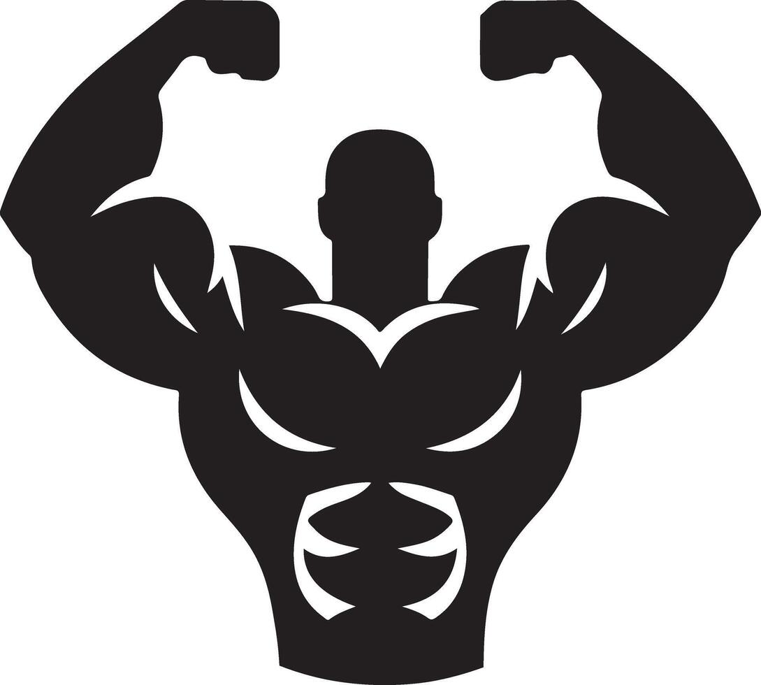 Silhouette Bodybuilder Flexing Arm Muscles Stencil vector