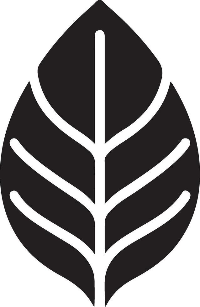 Branch with leaves - black silhouette vector